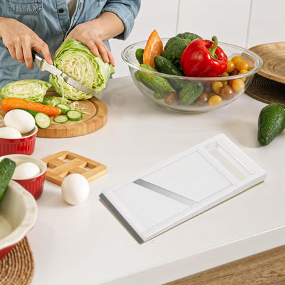 Hand Mandoline Slicer,Portable Handheld Vegetable Mandoline Slicer with Stainless Steel Blade, Cucumber Clicer Thin for Vegetables,Fruits,Potatoes,Cheese,Carrots,Quick Uniform Slice,White