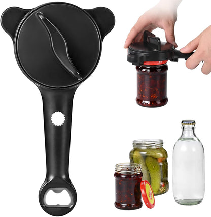 4-in-1 Jar Opener for Seniors with Arthritis – Adjustable Stainless Steel Lid Remover & Can Opener for Weak Hands, Fits All Jar Sizes & Bottle Caps, Makes Opening Easy – Kitchen Must-Have