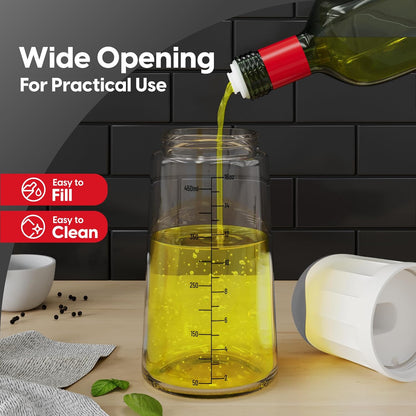 DWËLLZA KITCHEN Olive Oil Dispenser Bottle For Kitchen Set 6 oz Sprayer For Cooking and Glass 17 Oz. Cooking Pour Dispenser With Measurements for Cooking, Airfryer, Salad & BBQ