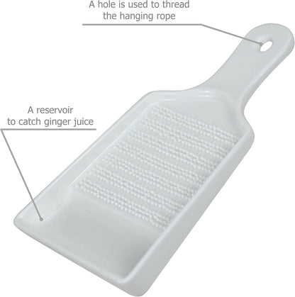 EIKS Ceramics Grater Plate for Ginger Garlic Wasabi Daikon Fruits Root Vegetable Cooking Preparation (Spade-shaped)