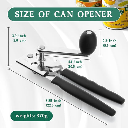 Heavy-Duty Manual Can Opener with Magnetic Lid Lifter | Easy-Turn Smooth Cutting | Comfortable Grip Kitchen Tool | Rust-Resistant Stainless Steel Design