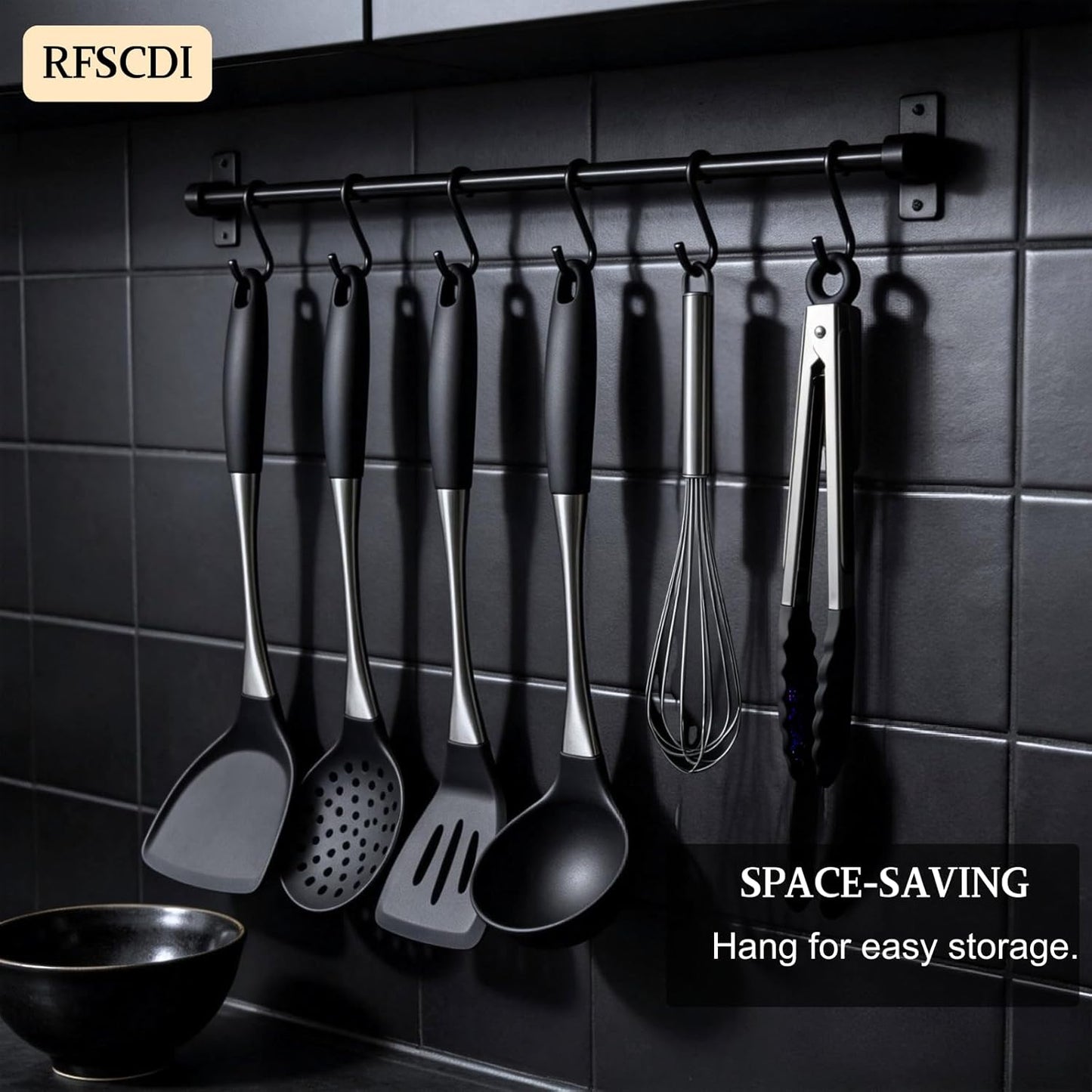 Elegant White Gold Silicone Cooking Utensils Set - Non-Toxic, Dishwasher Safe Kitchen Utensils Set with Heat Resistant Comfort Handles - Includes Spatula & Spoon for Nonstick Cookware