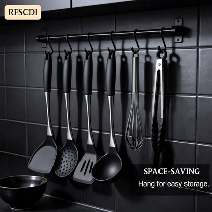 Elegant White Gold Silicone Cooking Utensils Set - Non-Toxic, Dishwasher Safe Kitchen Utensils Set with Heat Resistant Comfort Handles - Includes Spatula & Spoon for Nonstick Cookware