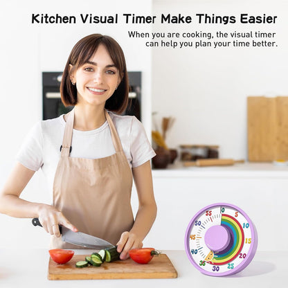Secura 60-Minute Rainbow Visual Timer 6-Inch Mechanical Countdown Timers for Teaching, Meeting, Cooking, Working - Timer for Kids with Magnetic Backing (Blue)