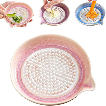 Premium Ceramic Garlic Grater Plate,Exquisitely Handcrafted Ginger Grater Plate,Modern Design Multipurpose Grinder Plates Burnishing Machine for Fruits Vegetables Ginger Garlic Onion (White)
