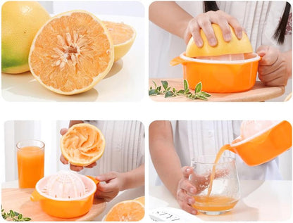 Citrus Orange Juicer, Lemon Manual Hand Squeezer Lime Press Anti-Slip Lid Rotation Reamer with Strainer and Container…