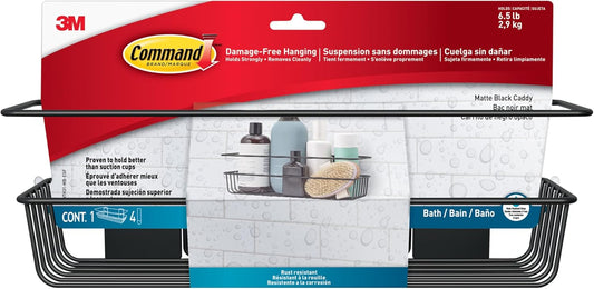Command Shower Caddy with Water Resistant Strips, Organize Your Bathroom, Easy to Open Packaging Bathroom Decor