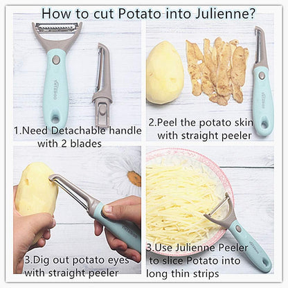 Fruit Peeler Vegetable Peeler 3-in-1 Trio Peeler Set Julienne Peeler Potato Peeler Vegetable Peeler Slicer Stainless Steel