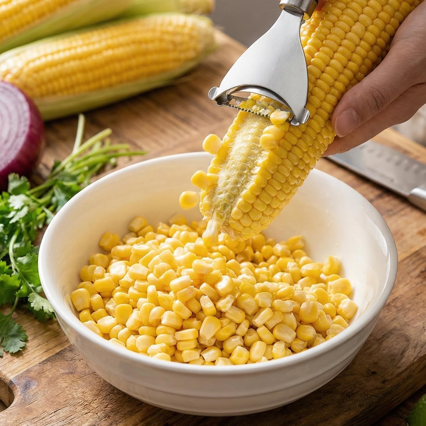 1pcs Stainless Steel Corn Cutter, Multifunctional Corn Peeler Thresher, Manual Corn Remover Tool for Kitchen, Home, Restaurant