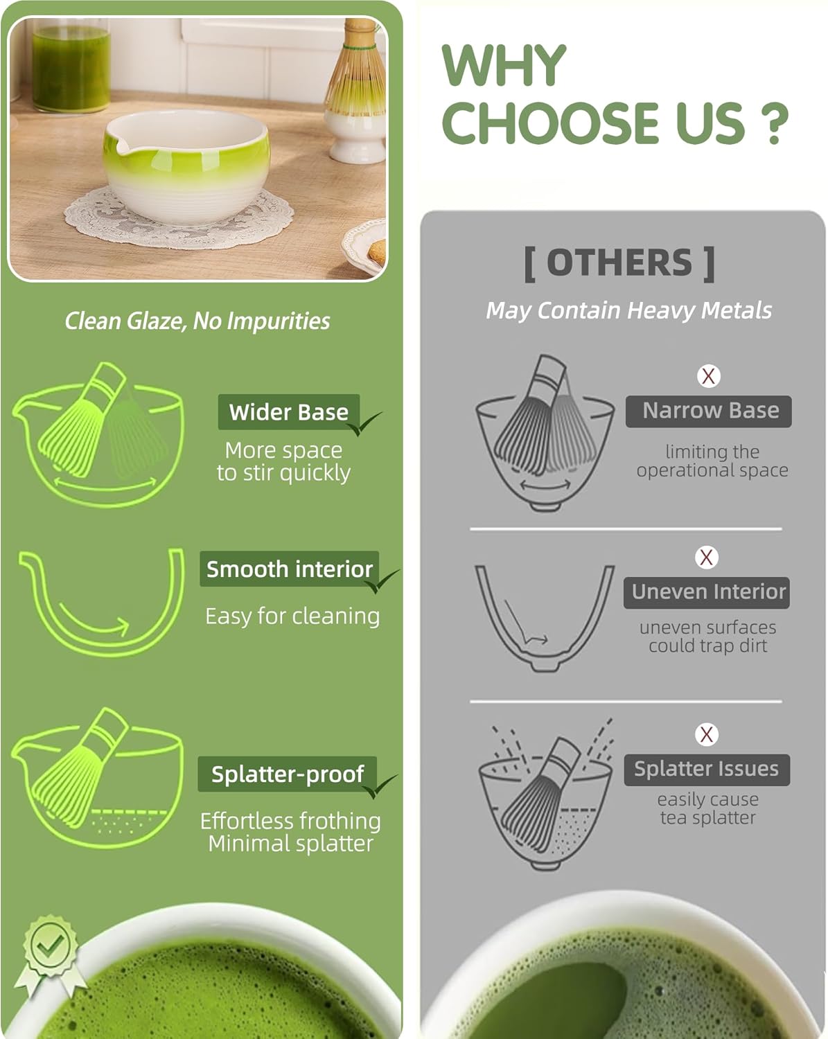 ZENS Pink Matcha Set, Matcha Whisk Set Includes 15oz Ceramic Bowl & (Chasen Holder), Bamboo Whisk & Scoop, Sifter and Pink Tea Towel, 6pcs Matcha Kit for Matcha Lovers