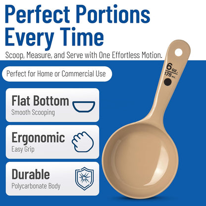 Carlisle FoodService Products Measure Miser Plastic Measuring Spoon with Short Handle, 6 Ounces, Beige