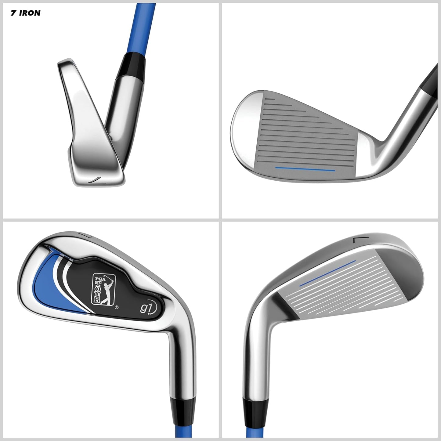 PGA Tour Youth Golf Club Set for Ages 8-12 & 12+ (4’8”–5’10”), Right and Left-Handed Kids Golf Sets – Beginner Junior Golf Clubs with Lightweight Stand Bag, Mallet Putter, Hybrid, Driver