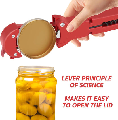 7 in 1 Jar Opener Bottle Opener and Wine Opener for Seniors with Arthritis, Weak Hands, Multi Retractable Magnetic Can Opener, Original Kitchen Lid Opener Tool (Black)