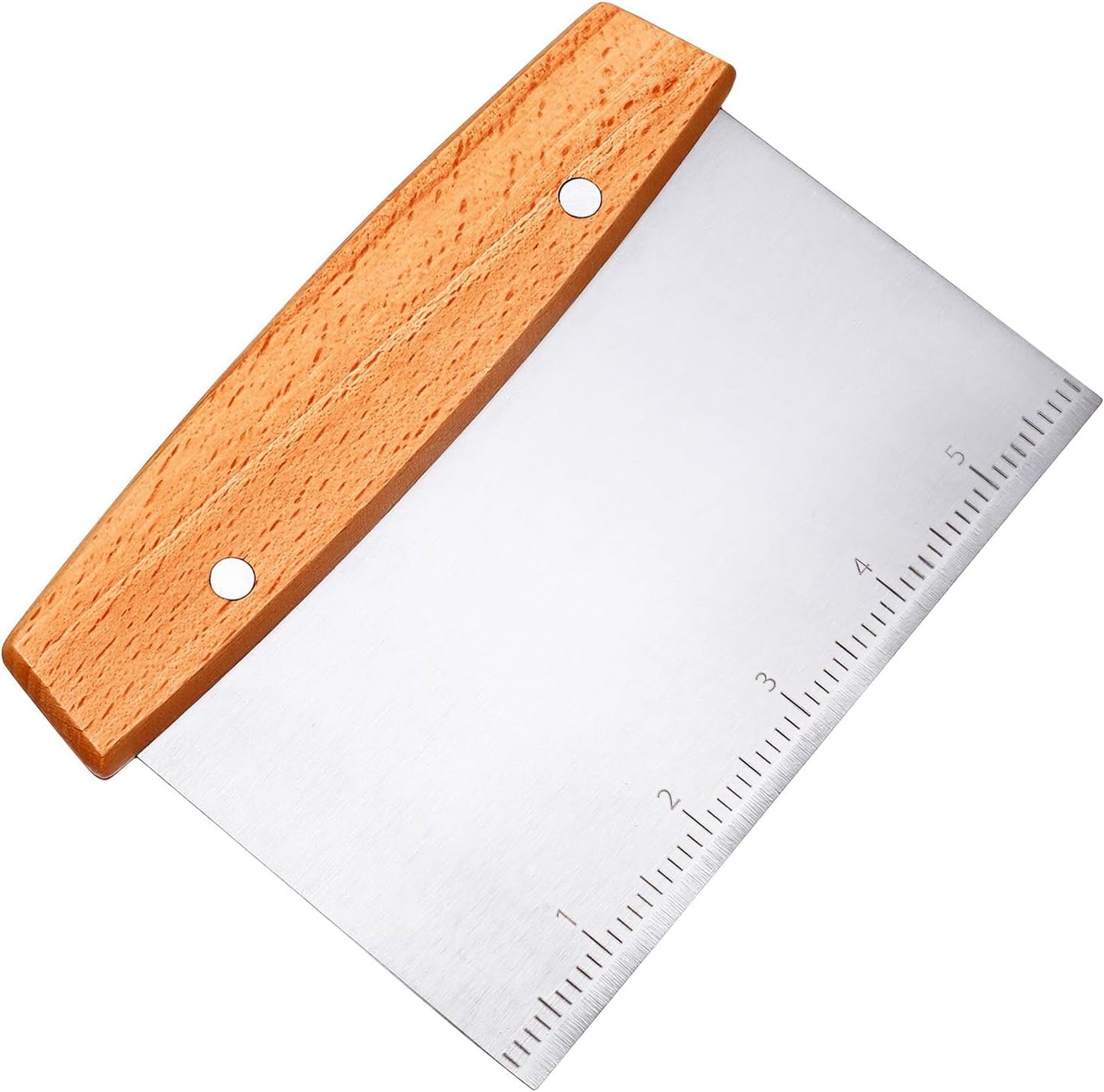 Dough Scraper, Stainless Steel Dough Scraper Cutter, Griddle Scrapers with Wooden Handle, Pizza Cutter for Flat Top Griddle, Bread and Pizza