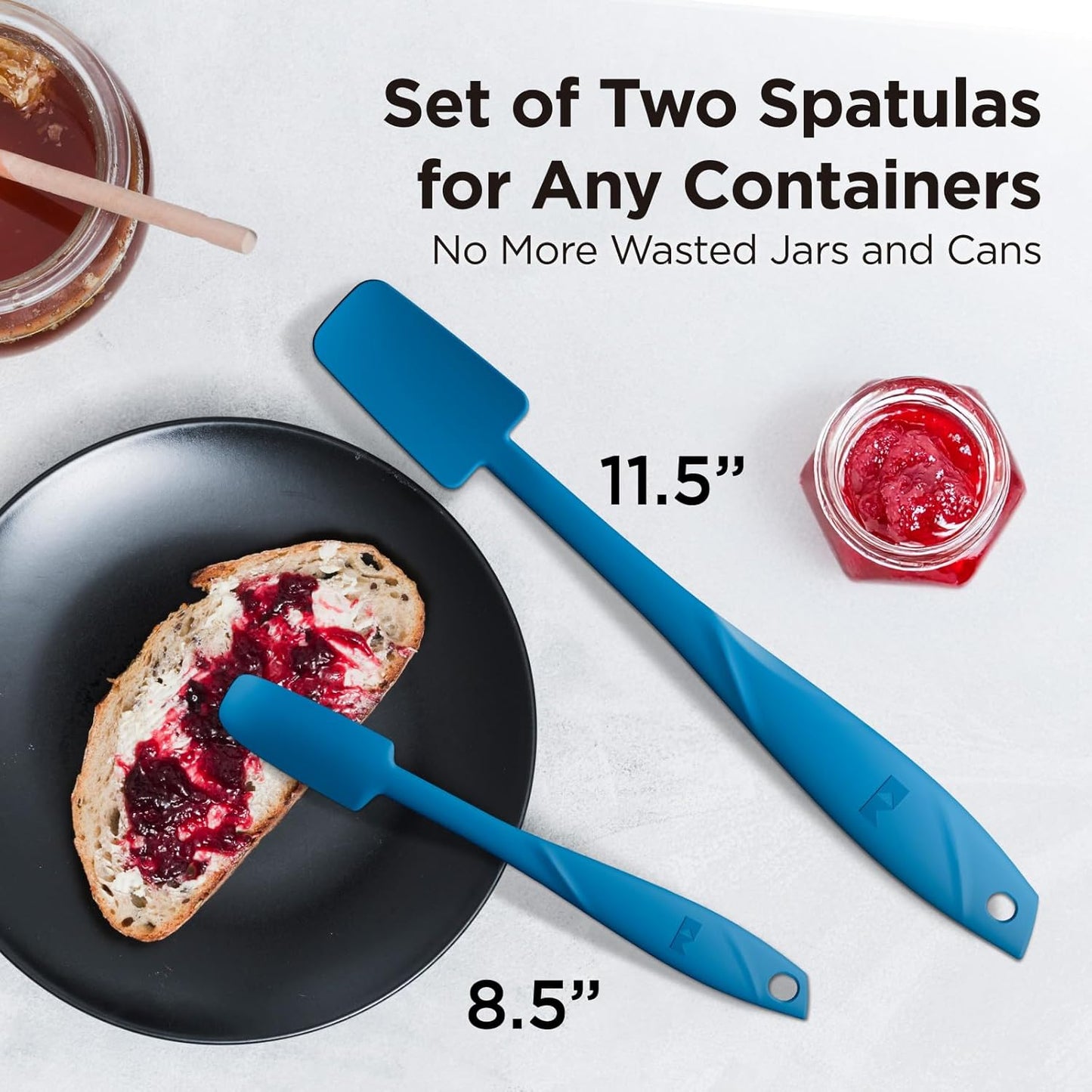 Kitchen Mama WaltzGrip Platinum Silicone Jar and Can Spatula Set: Heat-Resistant, Dishwasher Safe, Ergonomic Grip, Perfect for Mixing and Scraping, Nonstick Cookware (Red)