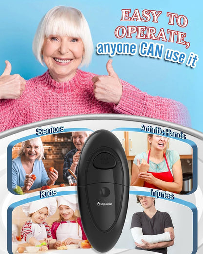 Auto Electric Can Opener, Fast & Efficient Automatic Hands-Free Can Opener, Easy to Use, Compact & Portable, Smooth Edge, Battery Operated, Easy Open for Arthritis & Seniors, Fits All Can Sizes -Black
