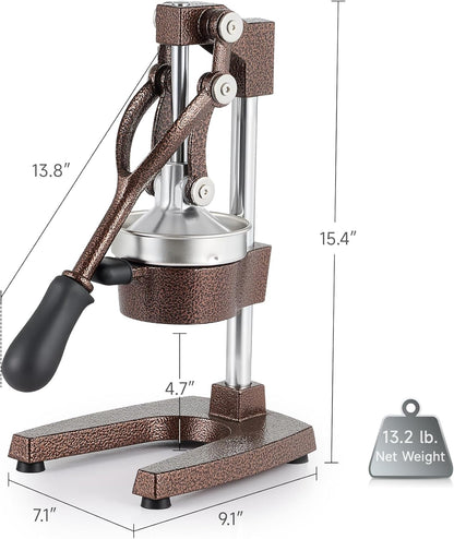 CO-Z Manual Citrus Juicer, Commercial Grade Cast Iron Orange Juicer, Professional Heavy Duty Juice Press with Removable Strainer, Manual Juice Extractor for Orange Lemon Pomegranate Citrus, Black