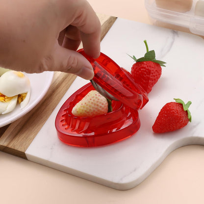 Strawberry Huller Fruit Slicer Set quick Remove Strawberry berry Stem Tool, Also Works for Tomato, Pineapple Corer Stems