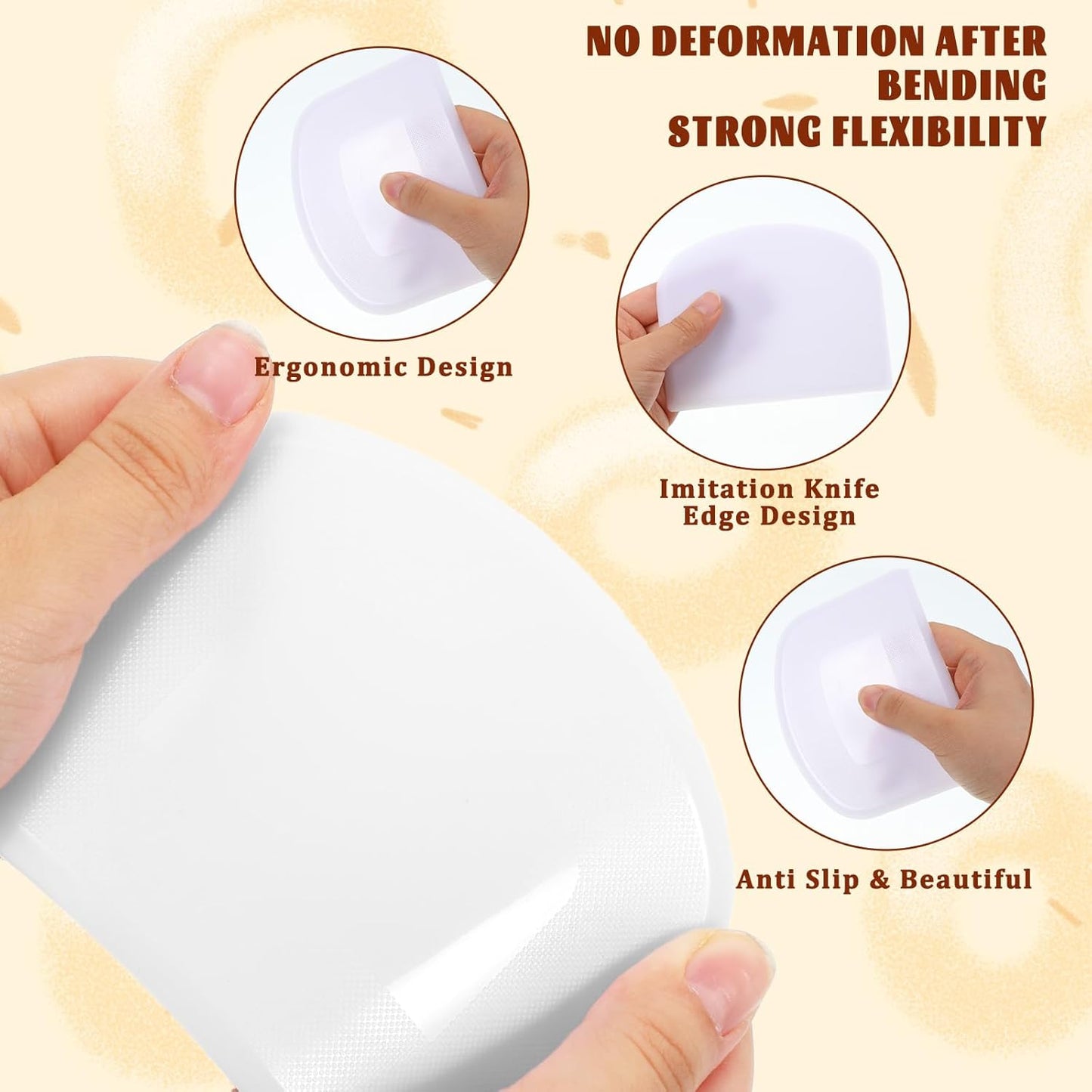 4Pcs Flexible Dough Cutter Scraper, Dough Scraper Bench Scraper for Baking, Sharp Edge & Angles, Plastic Cake Scraper, Kitchen Multipurpose Food Tools for Cutting Sourdough Fondant Icing