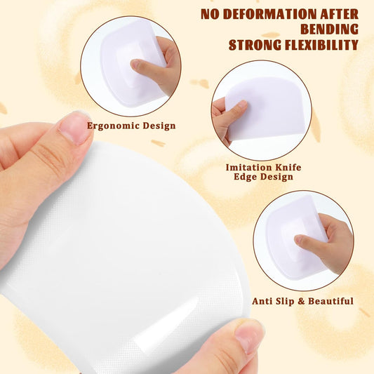 4Pcs Flexible Dough Cutter Scraper, Dough Scraper Bench Scraper for Baking, Sharp Edge & Angles, Plastic Cake Scraper, Kitchen Multipurpose Food Tools for Cutting Sourdough Fondant Icing