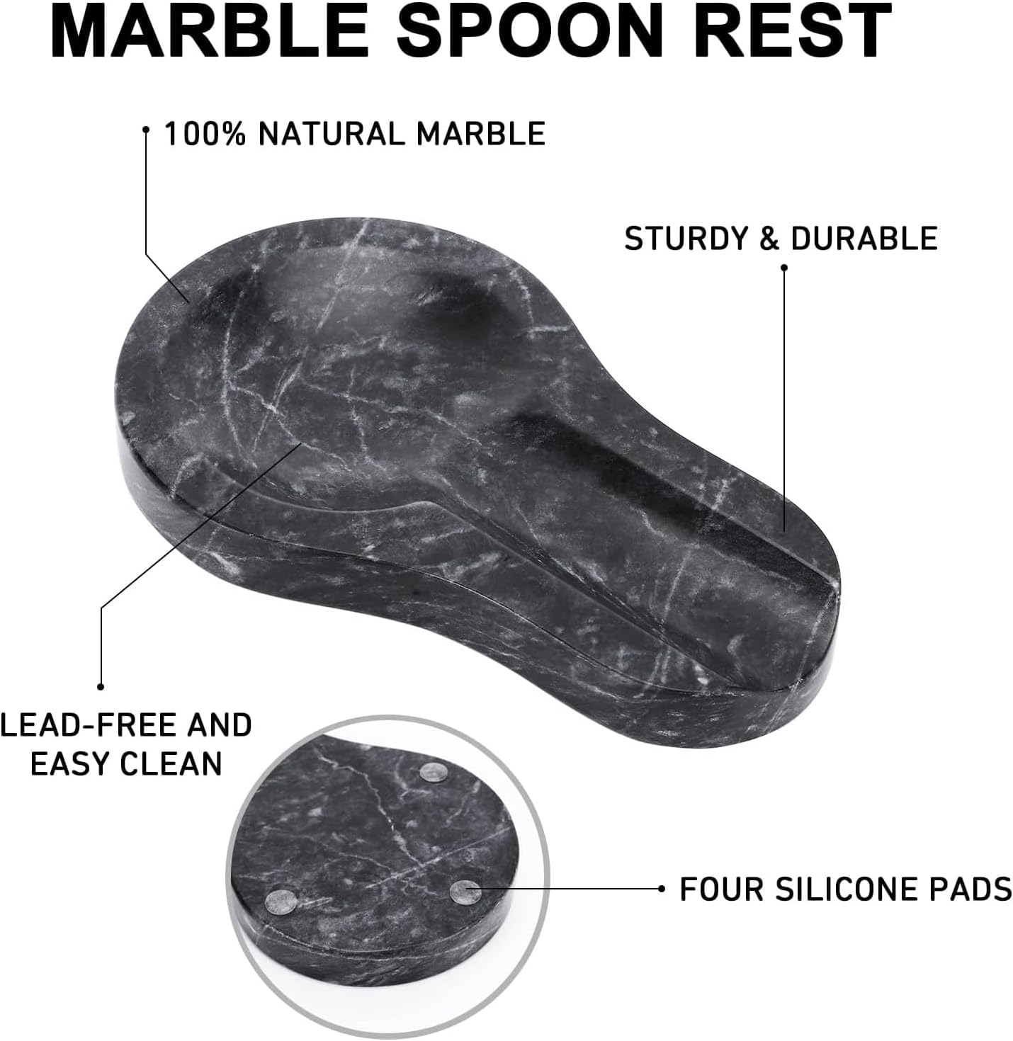 Marble Spoon Rest for Kitchen Stove Countertop, Marble Utensil Holder, Perfect for Spatula, Ladle, Fork (1, Viva jade, 4 * 6.5)