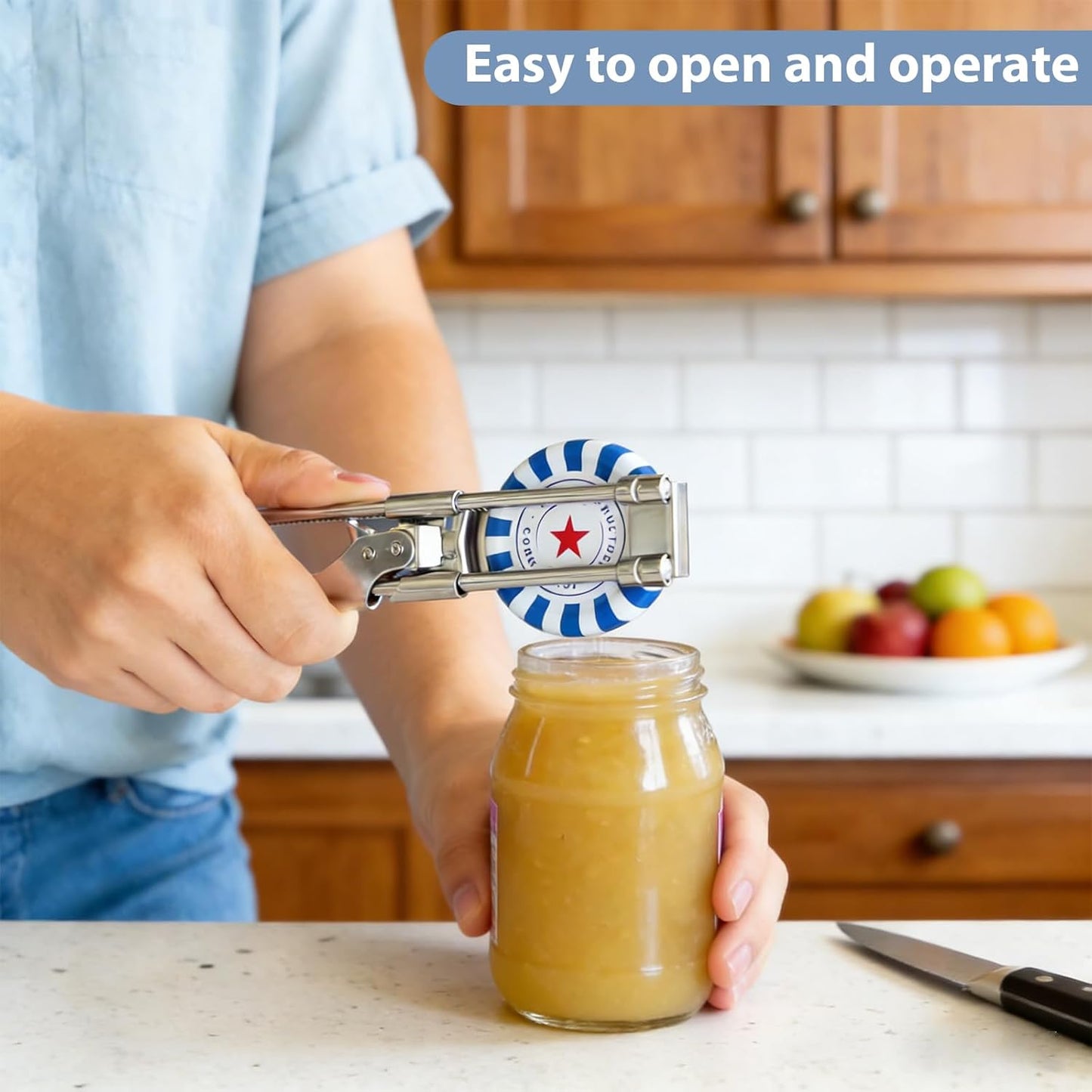 Adjustable Stainless Steel Jar Opener for Seniors & Weak Hands, Bottle Lid Opener Tool with Non-Slip Grip, Easy Manual Canning Jar Cap Cracker Openers for Jars, Tops, Cans. (1)