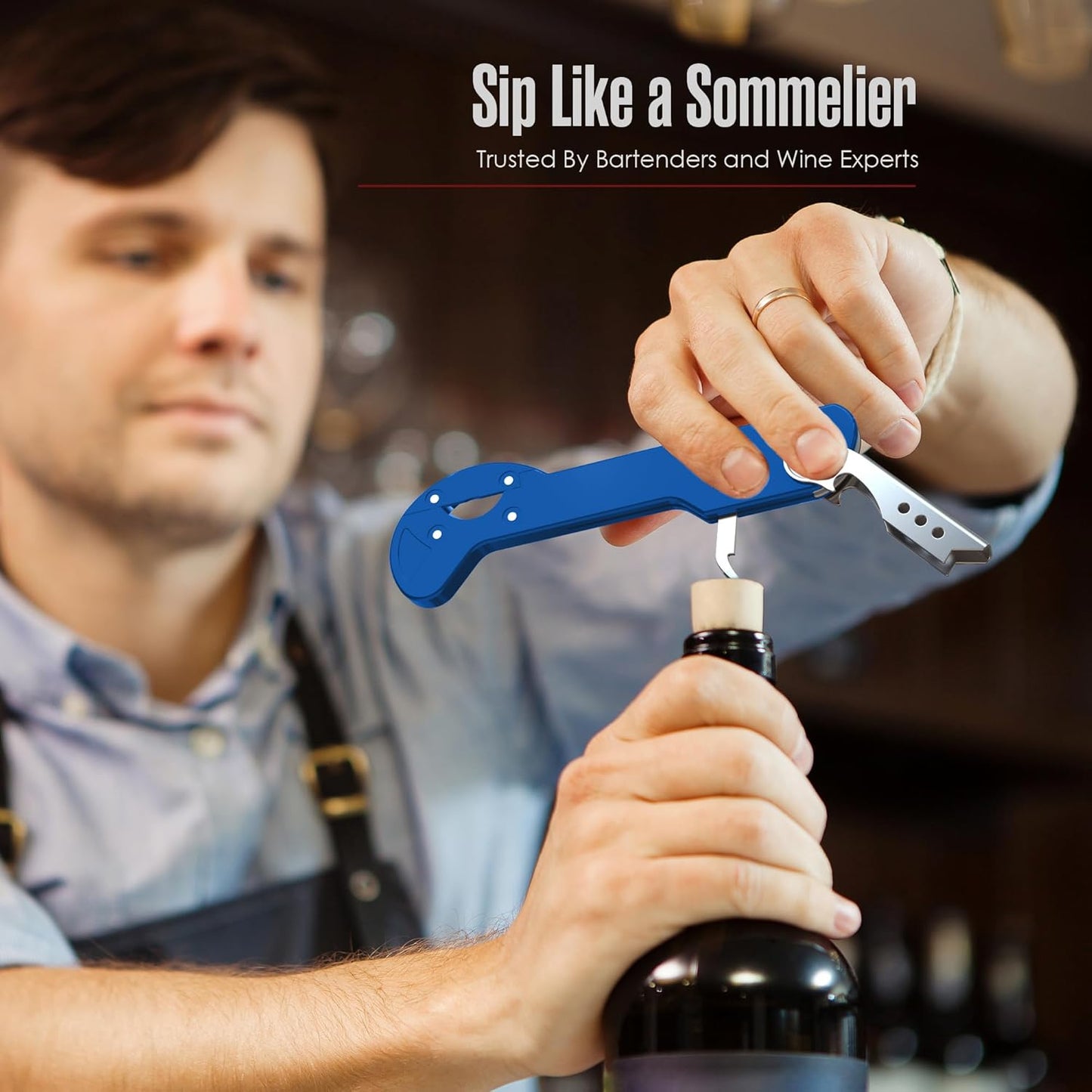 Houseables Wine Opener, Wine Key for Servers, Waiters Corkscrew, Travel Bottle Opener, Cork Screw, with Foil Cutter, Bartenders Tool, Professional, Restaurant, TSA Approved, Portable, Black, 5 1/4"
