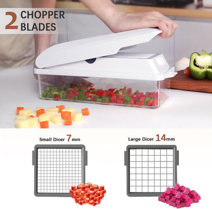 LHS Professional Multifunctional Vegetable Chopper Pro Food Chopper with Food Storage Containers, Mandoline Slicer Onion Dicer Fruit Cutter, Kitchen Gadgets and Home Essentials(7 in 1, Black)