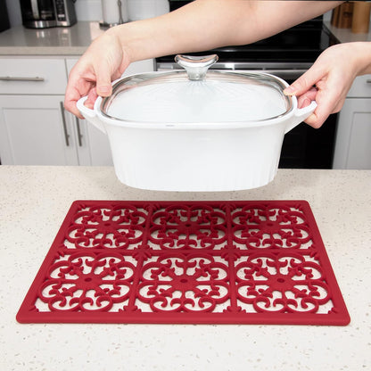 GASARÉ, Extra Large, Thick, Silicone Trivet for Hot Dishes, Pots, and Pans, Heat Resistant Mat for Countertop, Hot Pad for Kitchen, Easy to Clean, 16 x 12 x 3/8 Inches, White