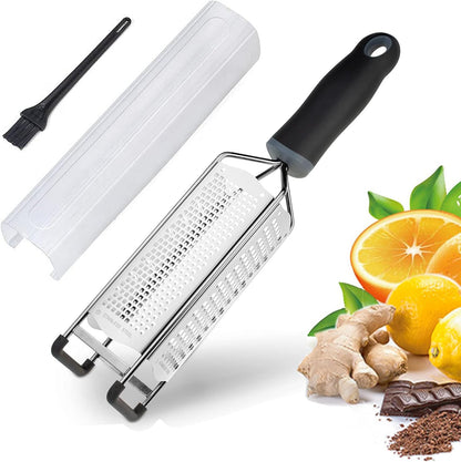 Lemon Zester, Stainless Steel Kitchen Cheese Grater, Plastic Cover Ergonomic Soft Black Handle