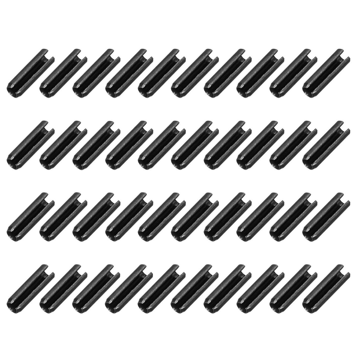 MECCANIXITY 25Pcs Slotted Split Roll Pins 1/2 Inch(12mm) Dia. 1-2/5 Inch(35mm) Length 65Mn Steel Spring Tension Expansion Dowels for Secure Fastening, Black - Colors B