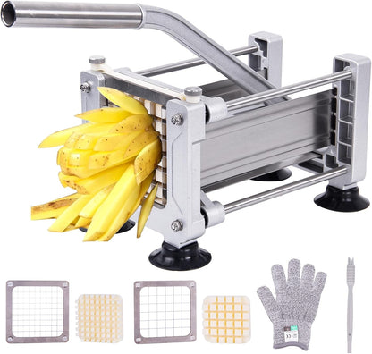 Commercial Vegetable Fruit Chopper 1/4″&3/8″ Blade Heavy Duty Professional Food Dicer Kattex French Fry Cutter Onion Slicer Stainless Steel for Tomato Peppers Potato