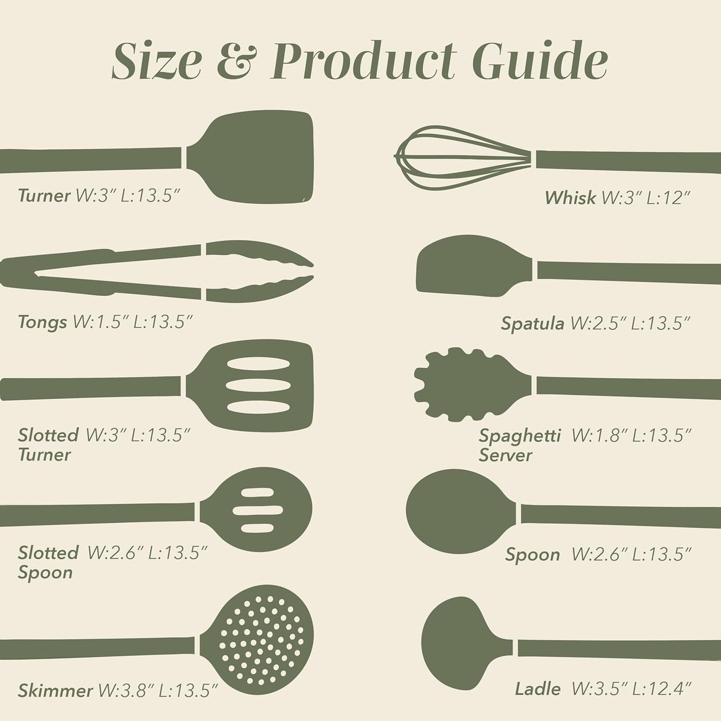 COOK WITH COLOR Silicone Cooking Utensils, Kitchen Utensil Set, Easy to Clean Silicone Kitchen Utensils, Cooking Utensils for Nonstick Cookware, Kitchen Gadgets Set, 10 Pieces, Green