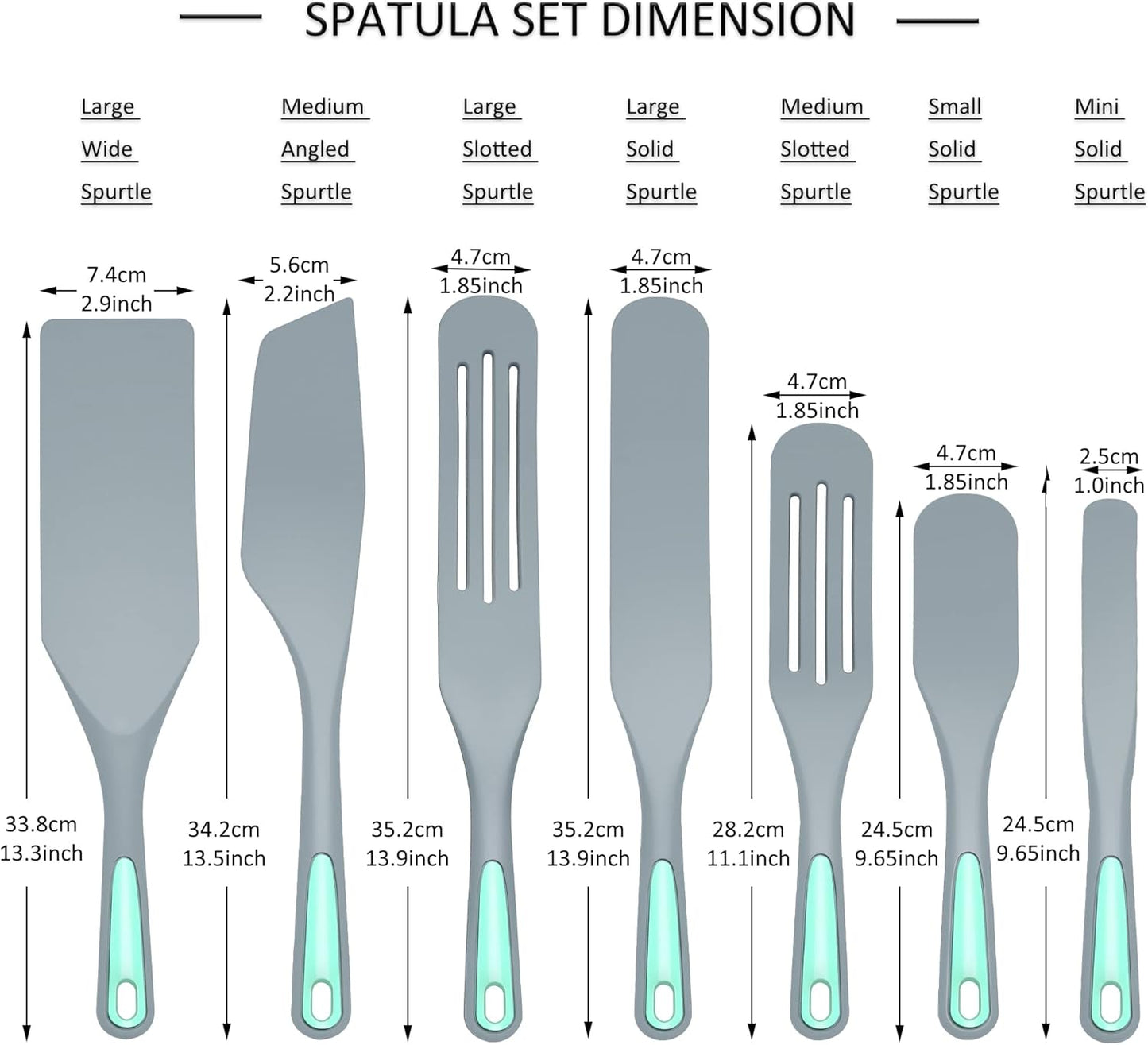 To encounter Silicone Spurtles Set, 7 Piece Nonstick Spurtle Kitchen Utensils, Silicone Spatula, Heat Resistant Spurtle for Salad Stir, Cake Make and Pan-Fried Steak