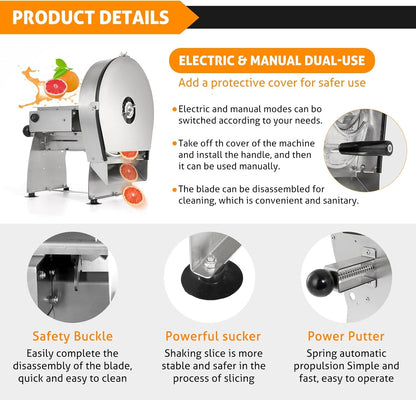 WICHEMI Electric Vegetable Slicer Commercial Fruit Slicing Machine Potato Slicer Electric Cabbage Shredder Machine 2 IN 1 Manual Electric Vegetable Cutter Stainless Steel Food Slicer