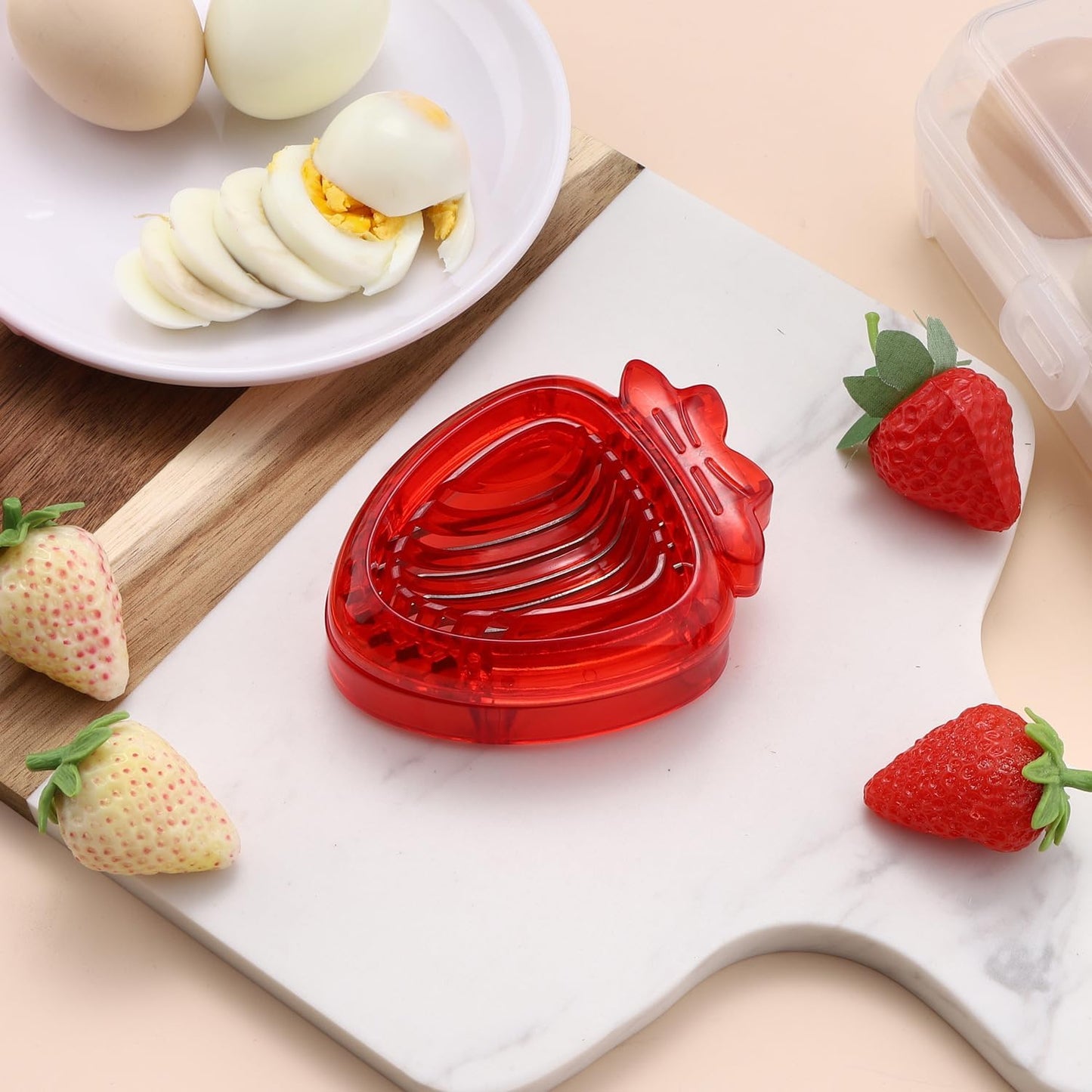 Strawberry Huller Fruit Slicer Set quick Remove Strawberry berry Stem Tool, Also Works for Tomato, Pineapple Corer Stems