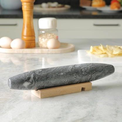 Koville African Natural Marble Rolling Pin, Non-Stick Polished Dough Roller, Pasta, Dumpling, Fondant, Pie Crust, Bread, Pizza Dough, Kitchen Baking Pastry Tools with Mat/Scraper（Namib Fantasy）