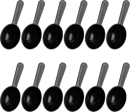 Framendino, 5 Pack Plastic Coffee Measuring Spoons Short Handle Scoops for Tea Sugar Cereal Milk Powder Spices Black 7g