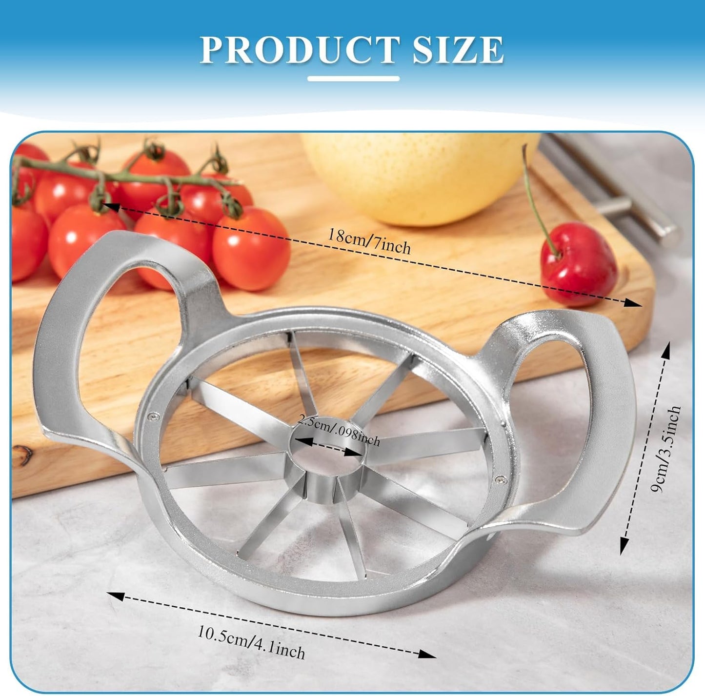Apple Slicer and Corer, Basic Model with 12 Sharp Stainless Steel Blades - Zinc Alloy Case for Effortless Slicing & Coring