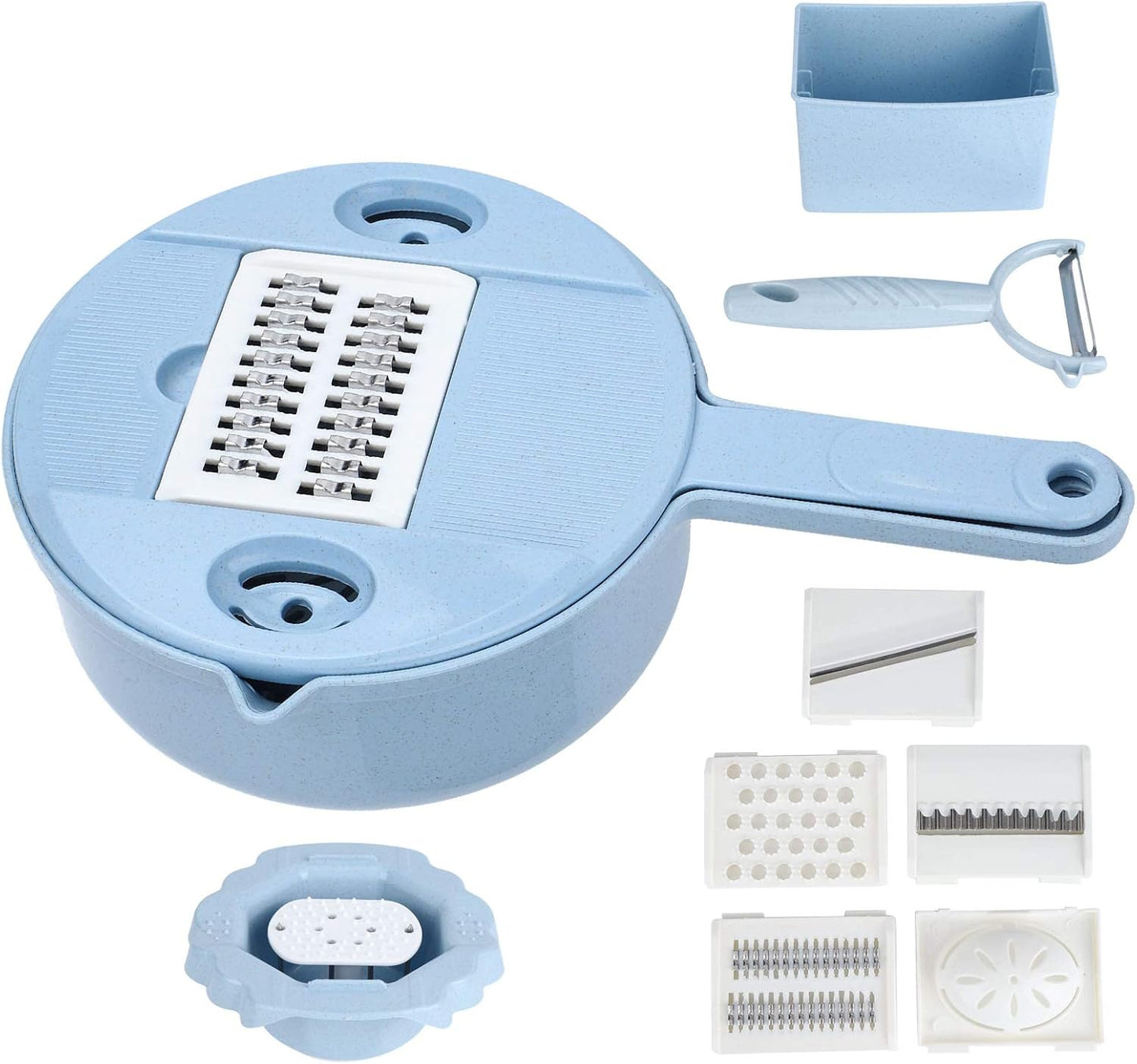Food and Chopper Manual Vegetable Cutter with 4 Blades for Potatoes Carrots Cucumbers and More Safe Hand Guard Included Kitchen Utensil for Efficient Slicing and Dicing