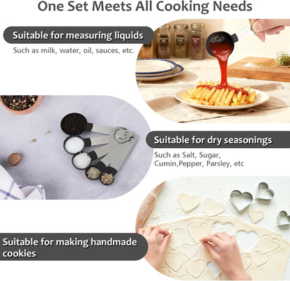 Accmor Measuring Cups & Spoons Set, 10 Pack Plastic Cooking Baking Tools With 5 Pack Stainless Steel Cookie Cutters, Stackable Kitchen Gadgets Nesting Measure Cups Handle for Dry Liquid Ingredients