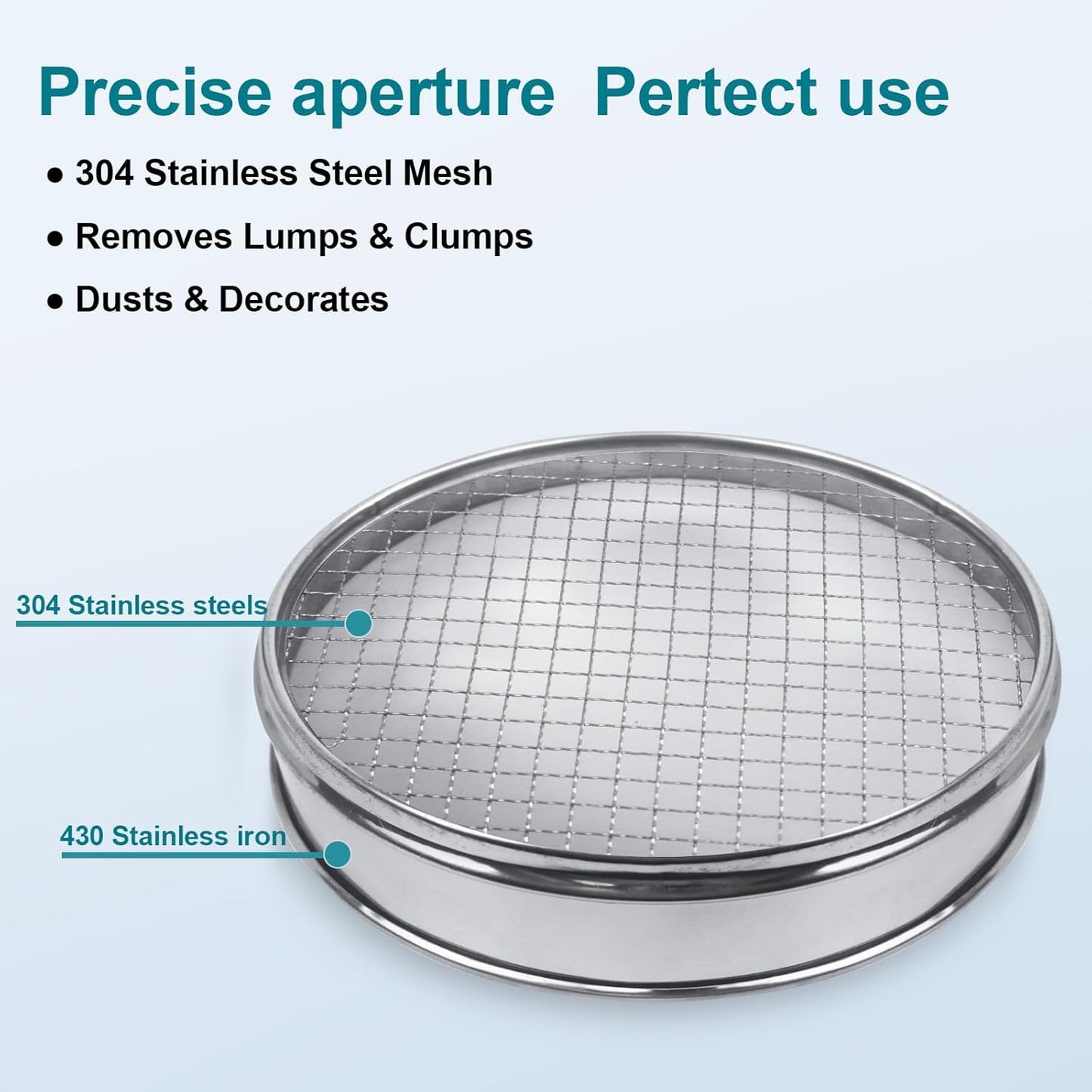 304 Stainless Steel Lab Sieve Screen Mesh, 100 Mesh (0.15mm) Aperture Test Sieve, 12Inch(30cm) Diameter Economy Standard Analysis Sample Test Sieves for Industrial Laboratory Homes - Colors A
