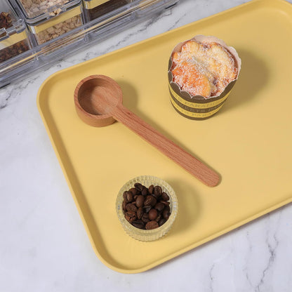 Wooden Coffee Spoon, Long Handle Wooden Tablespoon Scoop 6.49 Inch Wooden Coffee Ground Spoon Food Jar Scoops for Deep Jars and Containers, Ground Beans or Tea, Kitchen Tools Utensils