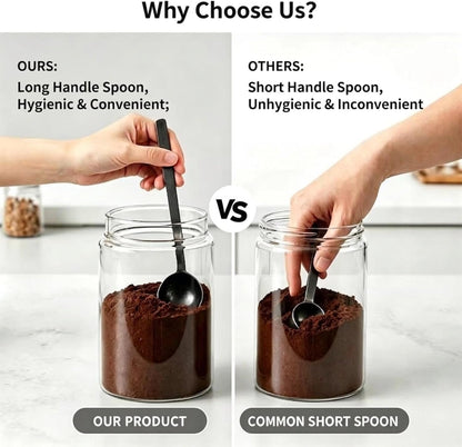 Glass Vacuum Coffee Canister, Push-Button Airtight Clear Coffee Bean Storage Container with Steel Scoop, 1.2L/16oz Food Jar for Coffee Beans, Tea & Herbs