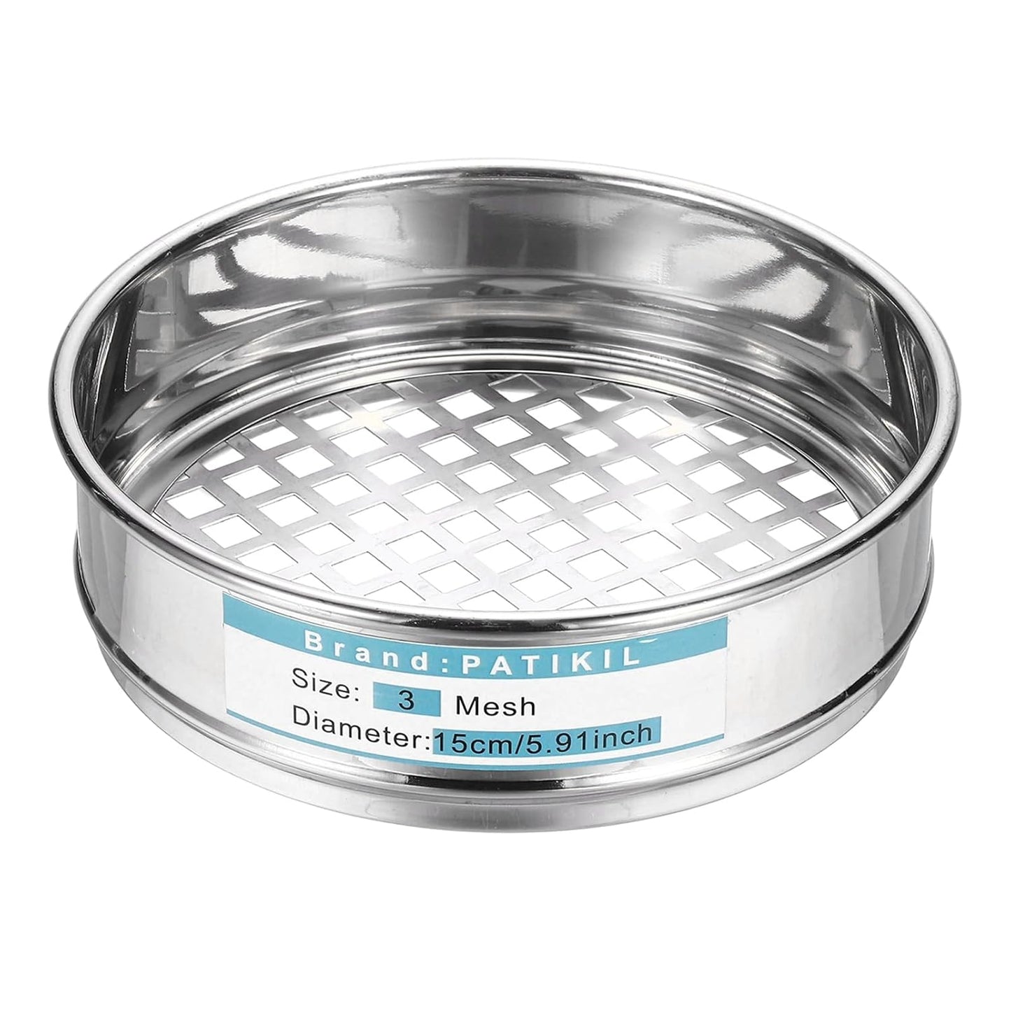 PATIKIL 220 Mesh(0.0385mm) Lab Sieve, 5.9"(15cm) Diameter Sifting Screen 304 Stainless Steel Wire Cloth Fine Mesh Sieve for Industrial Laboratory Home Soil Sifter Dry Sift Screens Hash - Colors A