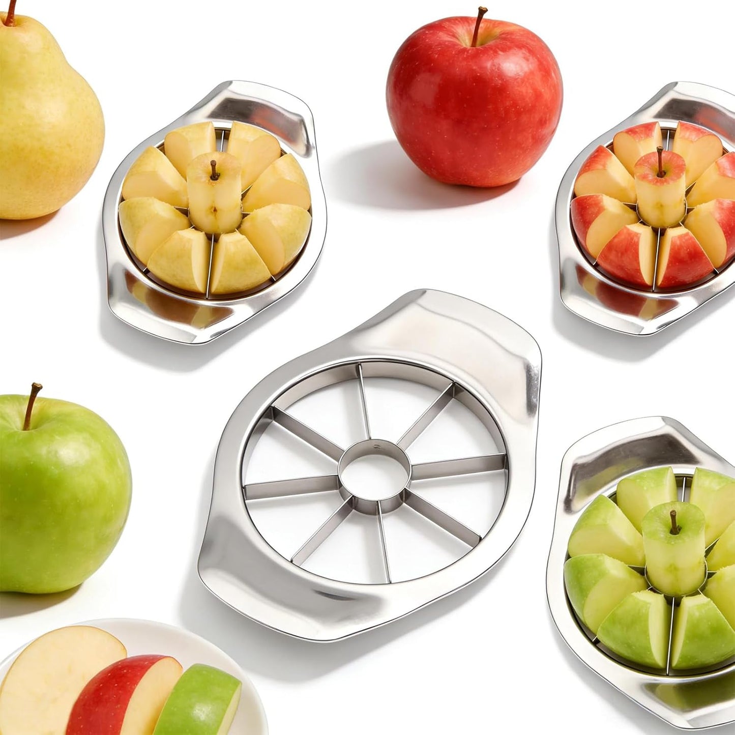 Stainless Steel Apple Slicer & Corer, 8-Slice Apple Cutter Wedger, Heavy Duty Fruit Divider for Apples & Pears, Kitchen Gadget for Home Use