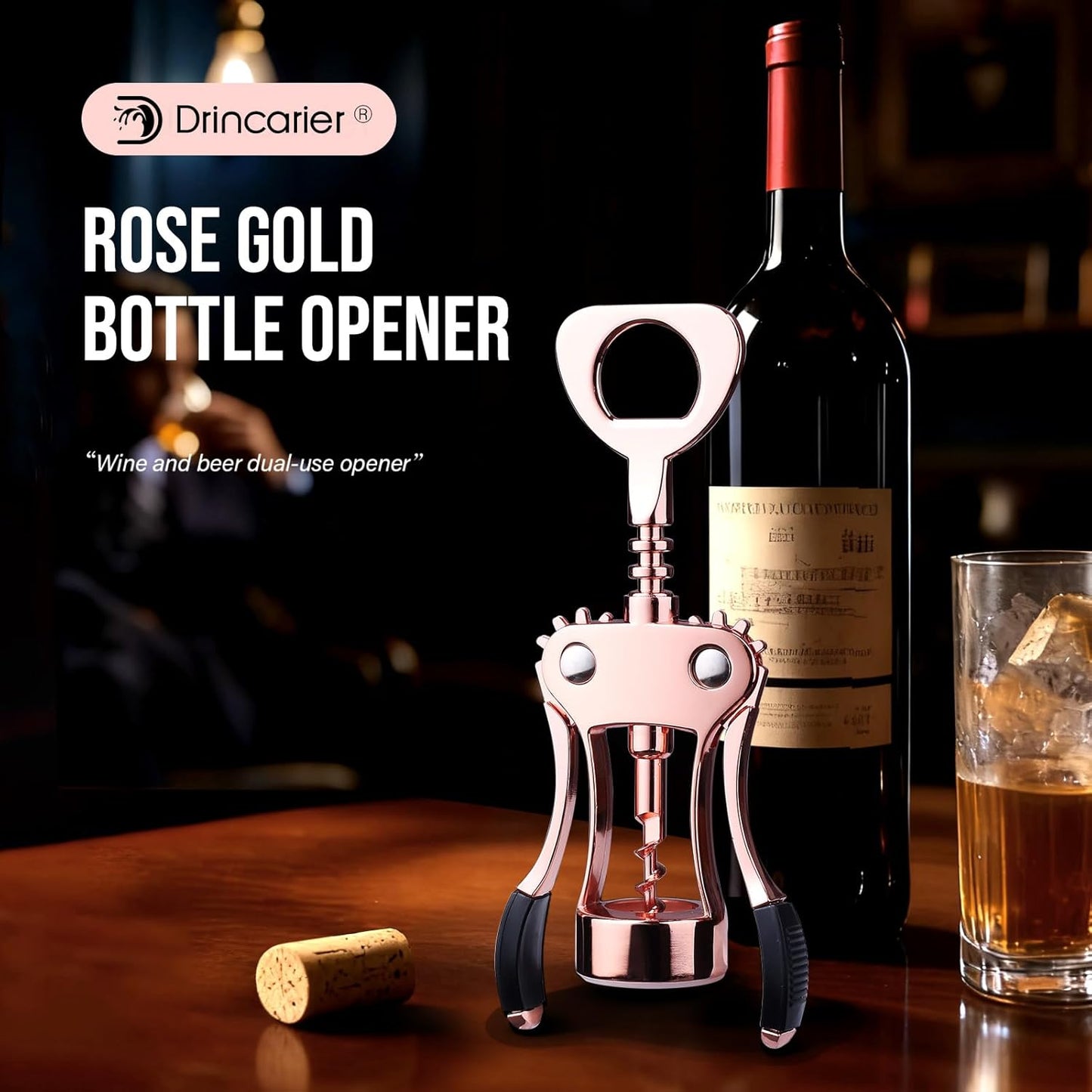 Wine Opener, Zinc Alloy Premium Wing Corkscrew with Multifunctional Bottles Opener, Sharp Wine Corkscrew with Ergonomic Non-Slip Wing Handle, Upgrade
