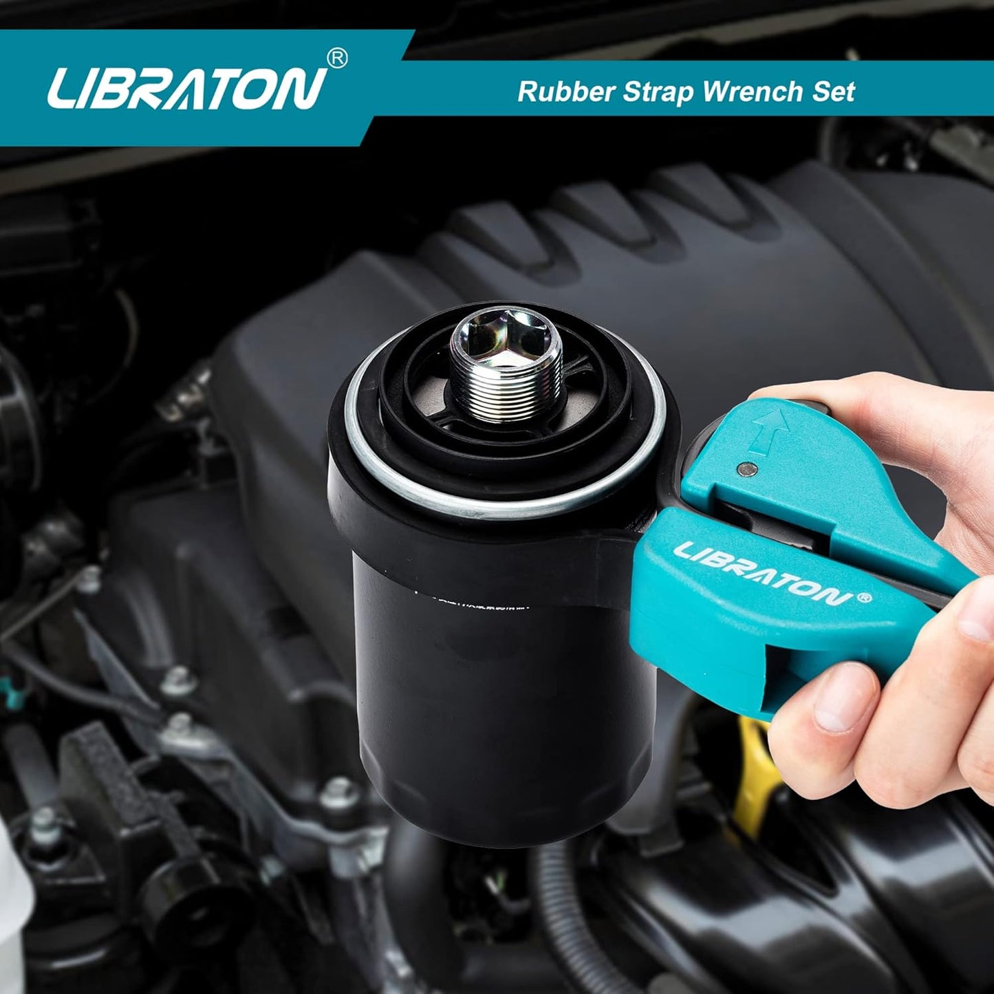 LIBRATON Strap Wrench 2-piece Multifunctional Adjustable Wrench Tools Oil Filter, Jar Opener