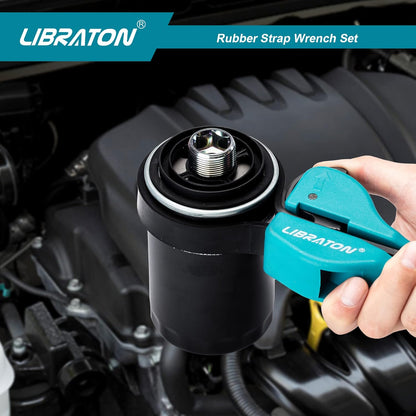 LIBRATON Strap Wrench 2-piece Multifunctional Adjustable Wrench Tools Oil Filter, Jar Opener