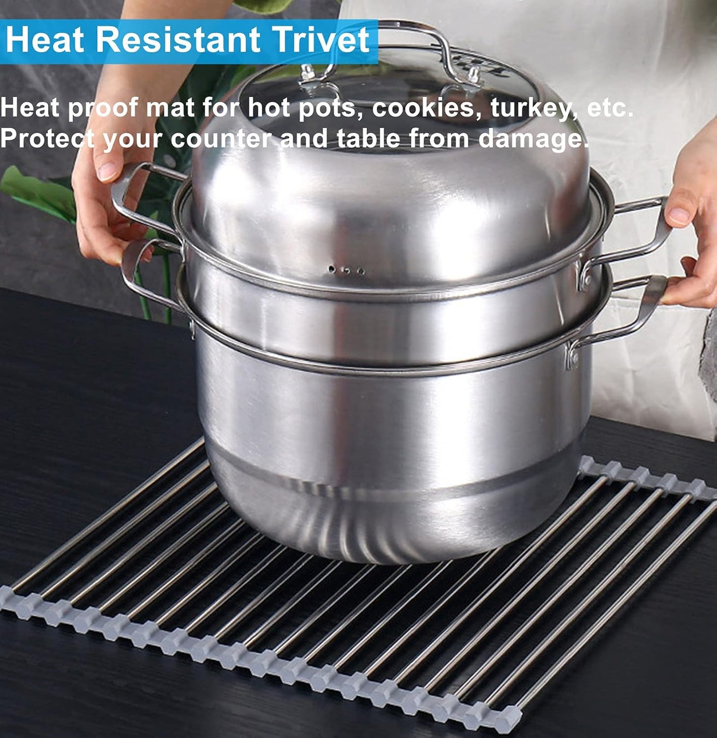 Seropy Roll Up Dish Drying Rack Over The Sink for Kitchen Sink Drying Rack Folding Dish Drainer Mat Rolling Dish Rack Sink Rack Stainless Steel Kitchen Dry Rack Black 17.5x15.7 Inch